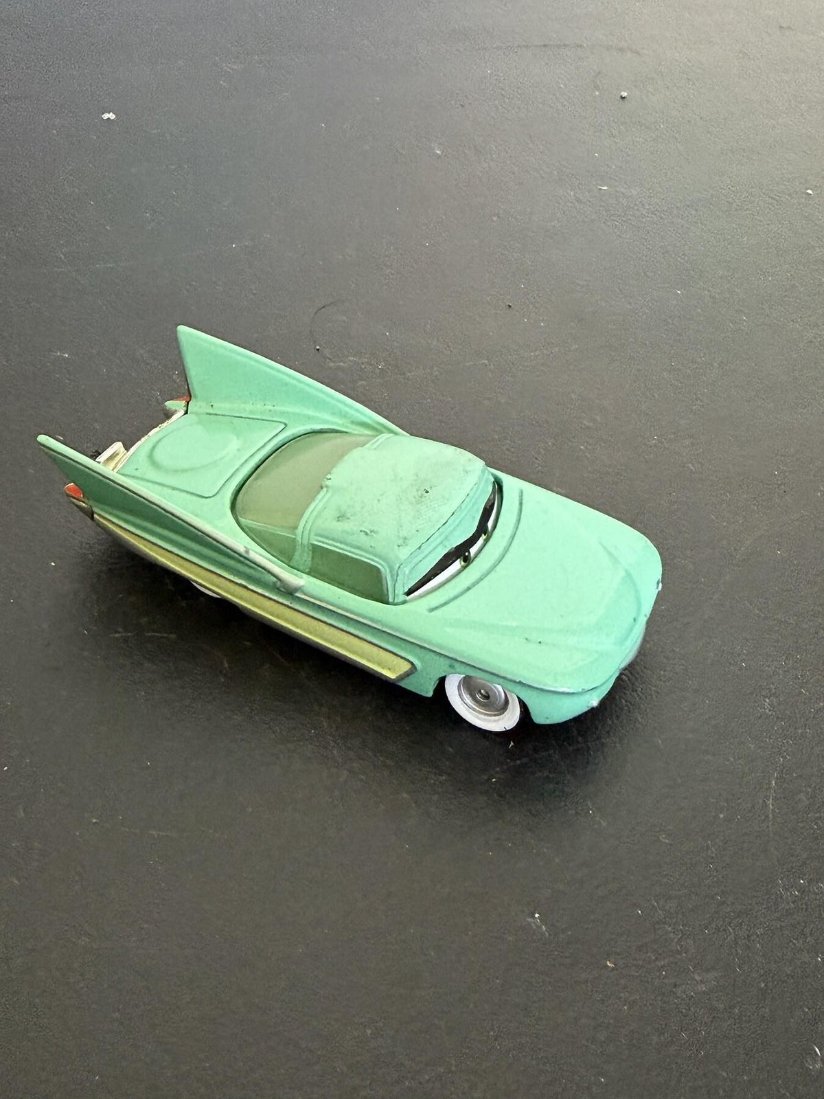 Disney Pixar Green Finned Toy Car with Eyes - "340 CHINA" Mark - Wormhole Thrift