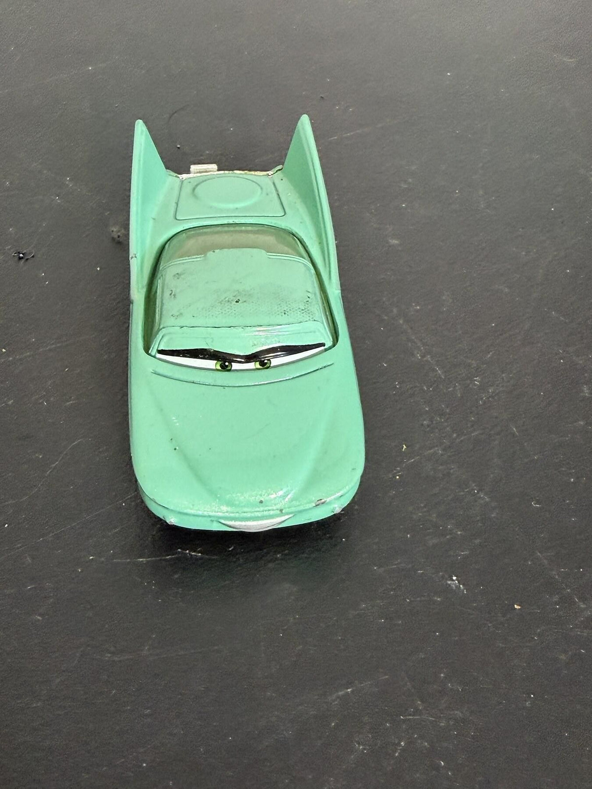 Disney Pixar Green Finned Toy Car with Eyes - "340 CHINA" Mark - Wormhole Thrift