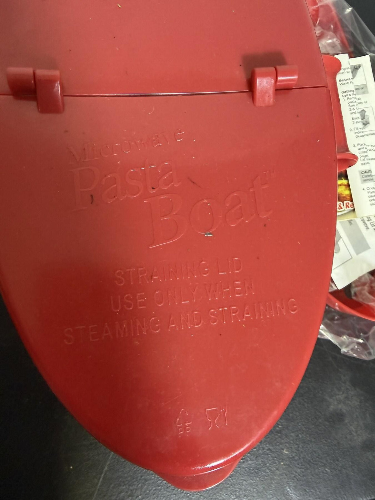 TELEBrands Microwave Pasta Boat Cooker & Strainer with Instructions - Wormhole Thrift