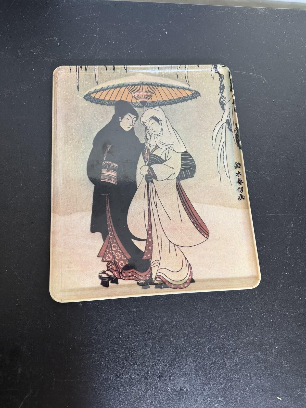 DECORATIVE CRAFTS Inc. Suzuki Harunobu "Couple Under Umbrella" Tray Italy - Wormhole Thrift