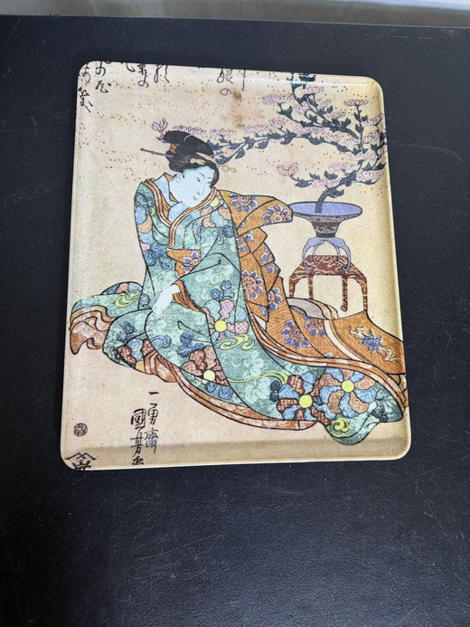 Vintage RDE Imports Japanese Ukiyo-e Geisha Art Tray Made in Italy - Wormhole Thrift