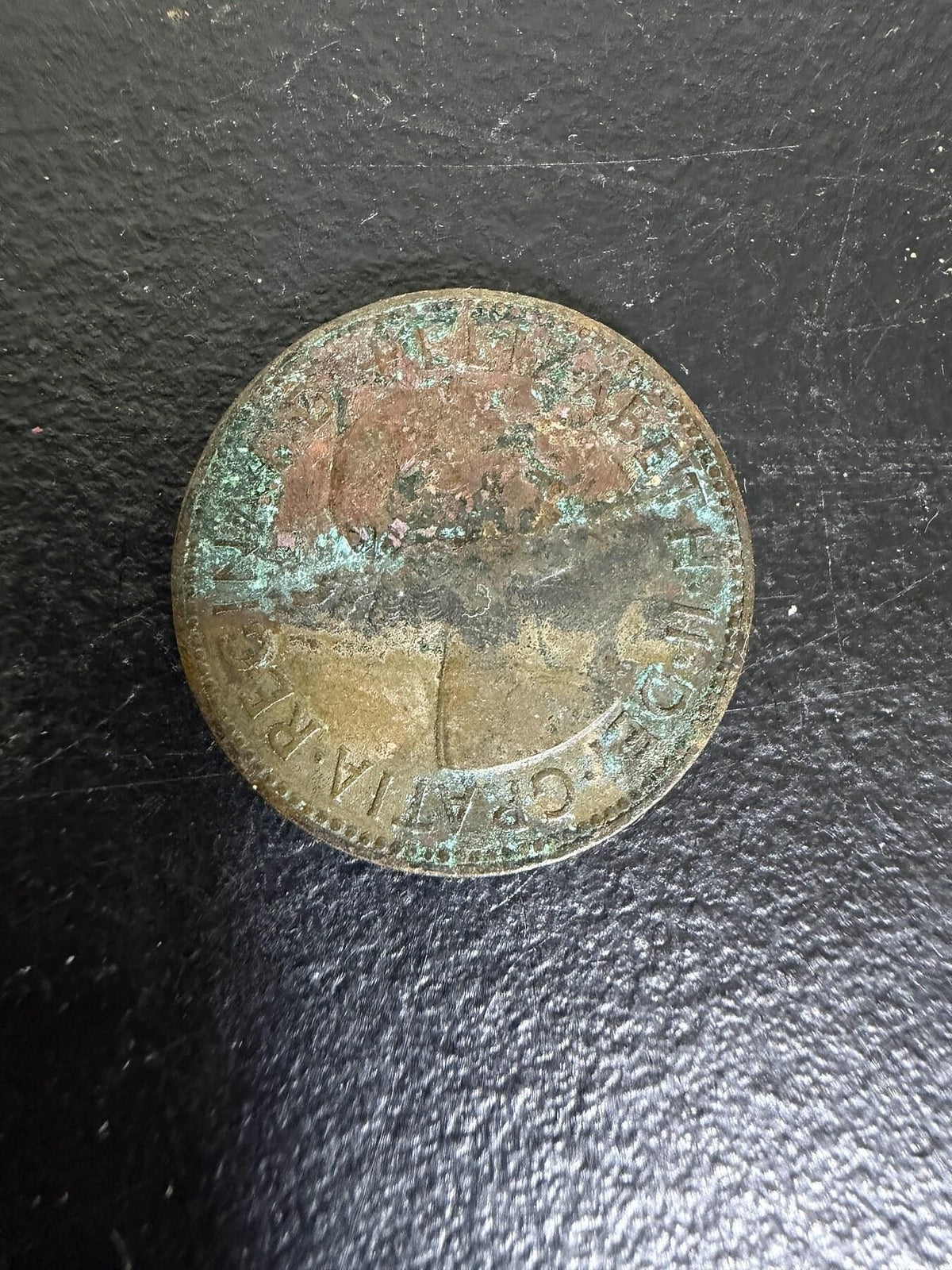 British Great Britain 1957 Penny Coin Sailing Ship Queen Elizabeth II - Wormhole Thrift