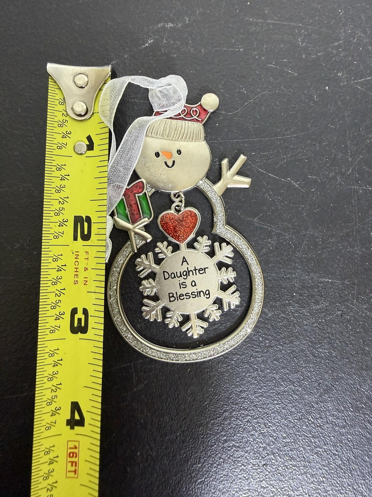 Metal Snowman Christmas Ornament "A Daughter is a Blessing" - Wormhole Thrift