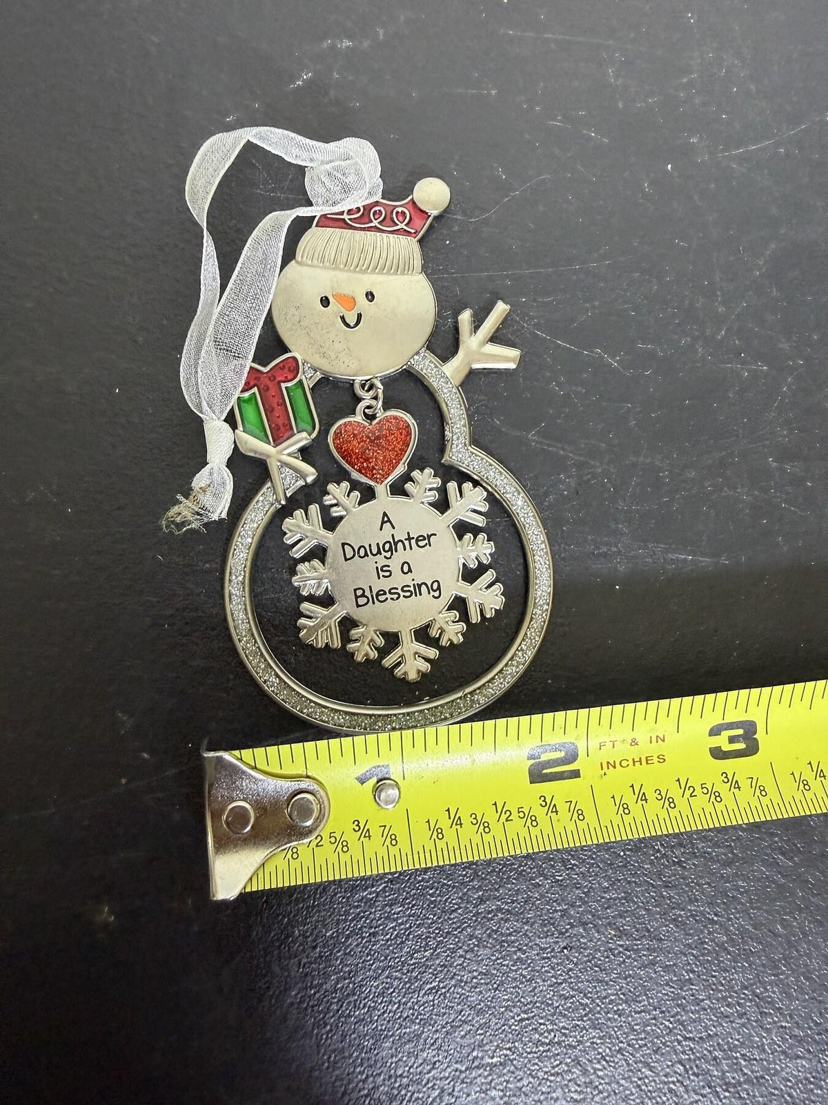 Metal Snowman Christmas Ornament "A Daughter is a Blessing" - Wormhole Thrift