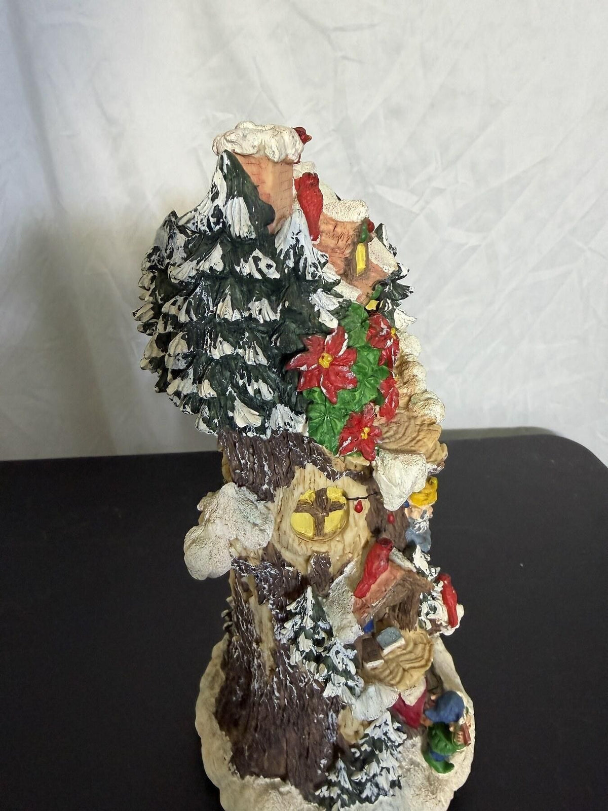 Santa's Workshop Christmas Tree Trunk Music Box Figurine Elves #20571-1 - Wormhole Thrift