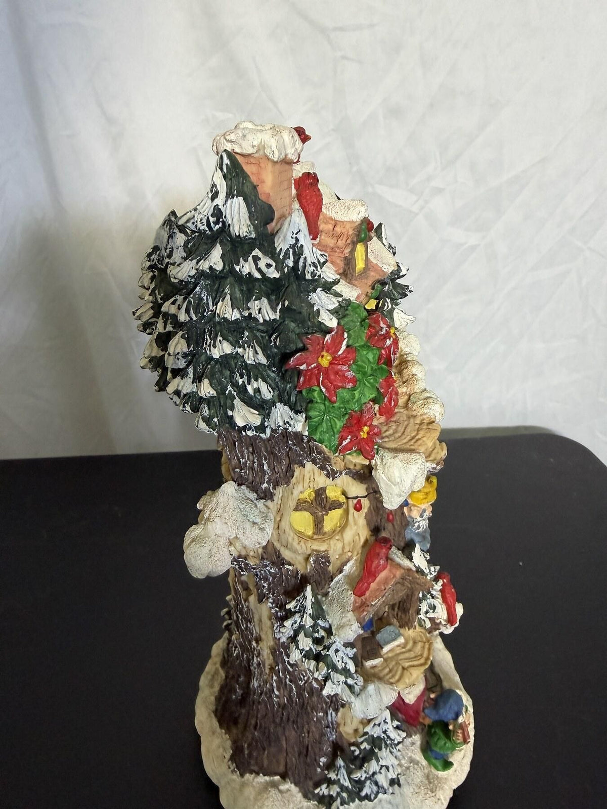 Santa's Workshop Christmas Tree Trunk Music Box Figurine Elves #20571-1 - Wormhole Thrift