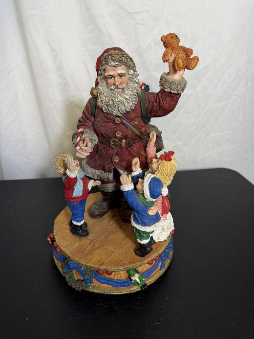 Jainy Santa Coming to Town Music Box Figurine w/ Children & Toys - Wormhole Thrift