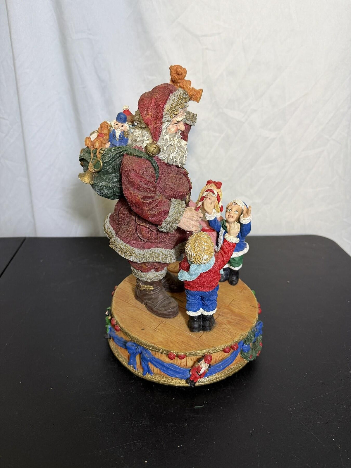 Jainy Santa Coming to Town Music Box Figurine w/ Children & Toys - Wormhole Thrift