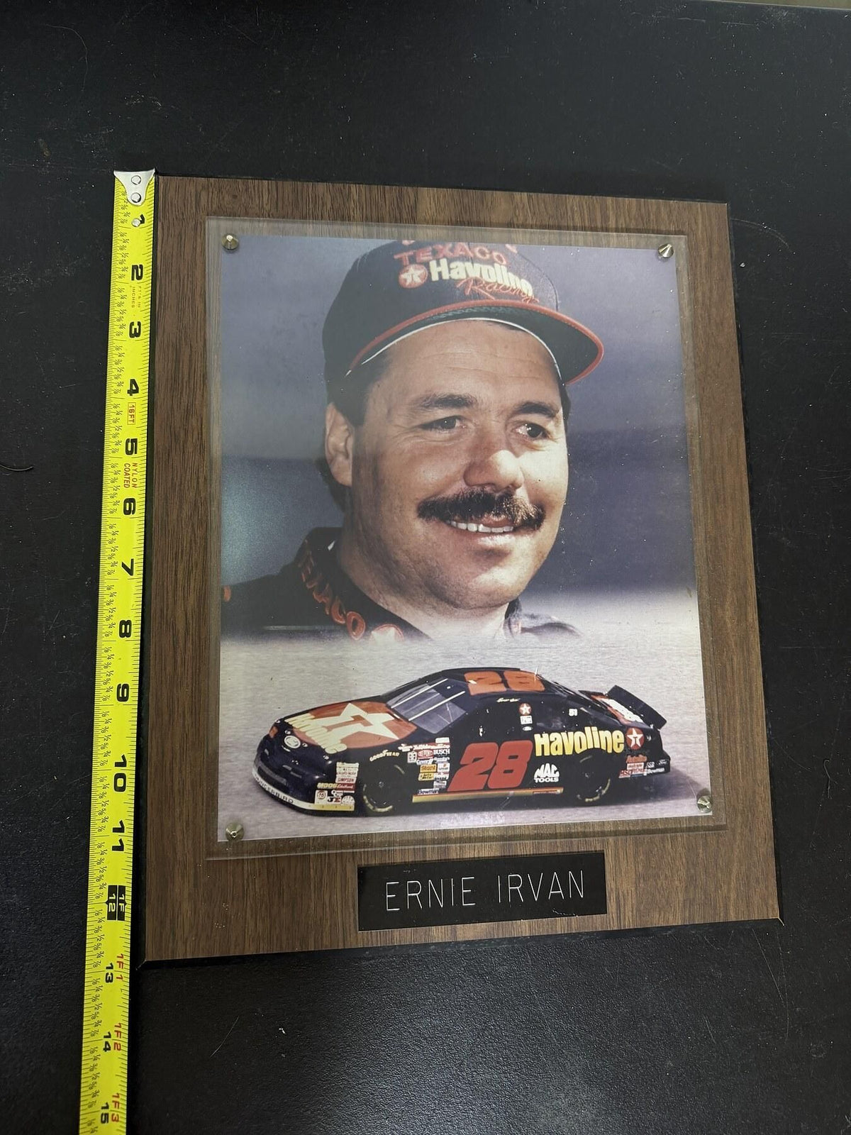 Vintage NASCAR Ernie Irvan #28 Havoline Race Car Driver Photo Plaque - Wormhole Thrift