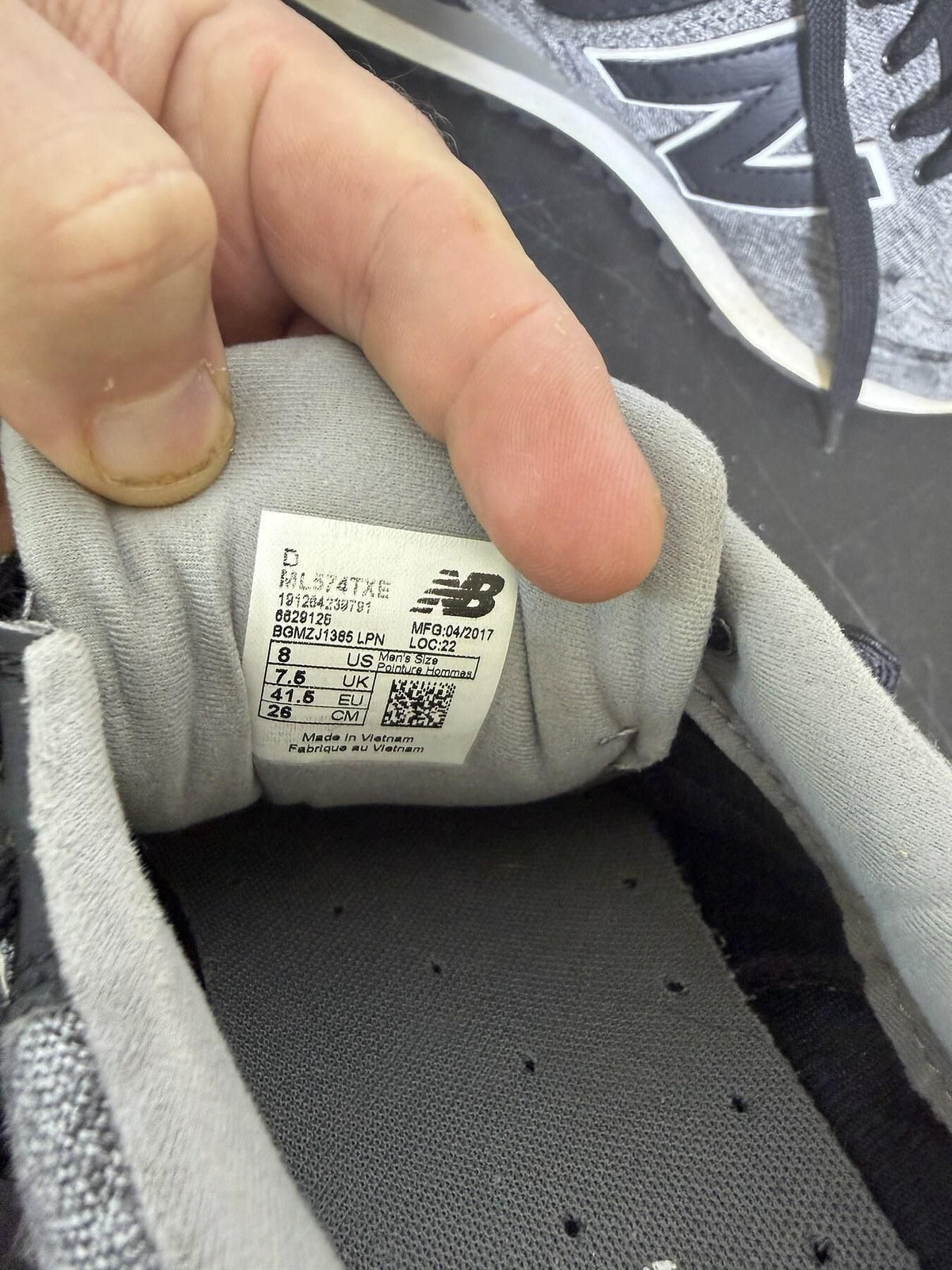 New Balance 574 ML574TXE Men's US 8 Gray Black Sneakers Shoes - Wormhole Thrift