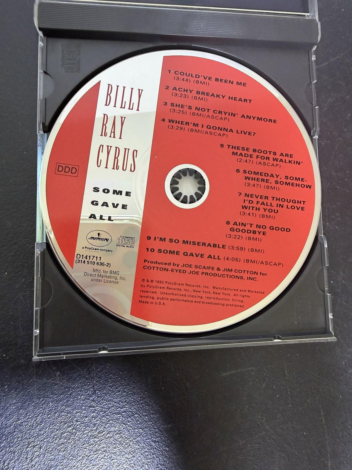 Billy Ray Cyrus - Some Gave All CD (1992 Mercury Records BMG Club) - Wormhole Thrift