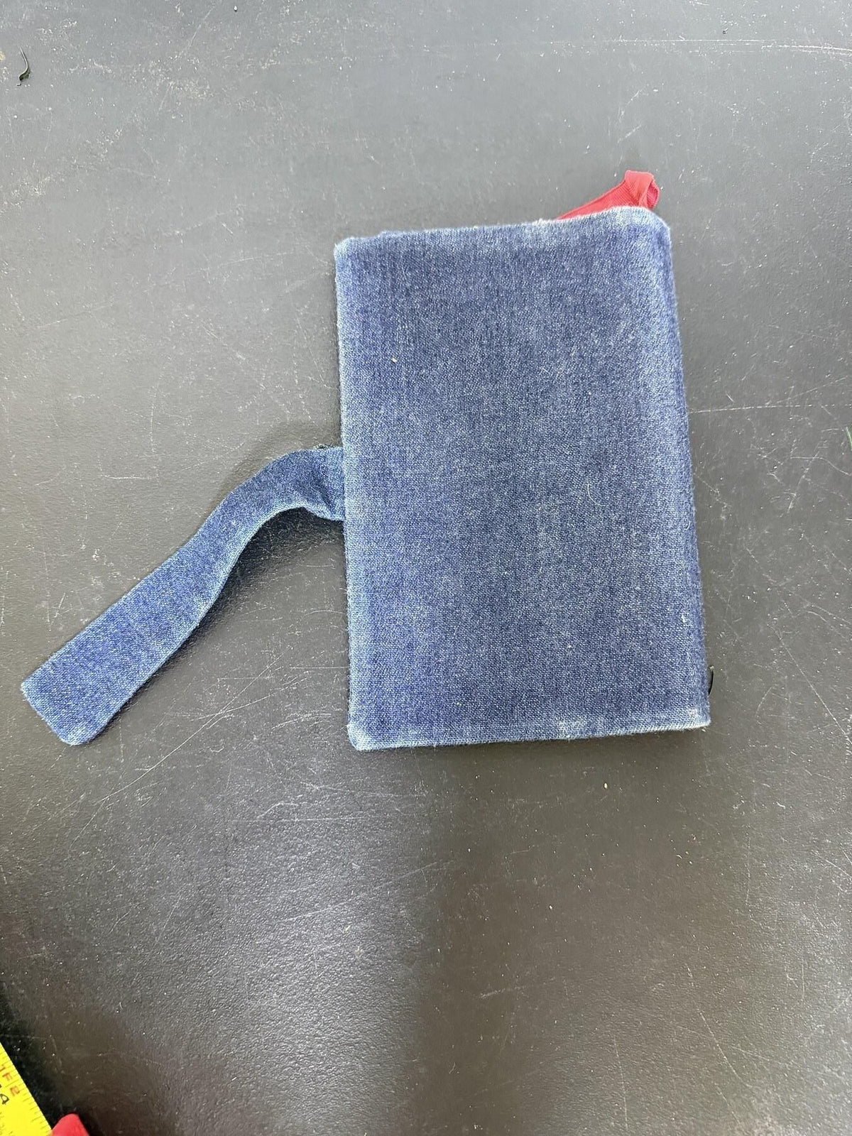 Denim Book Cover with Red Tie Strap - Wormhole Thrift