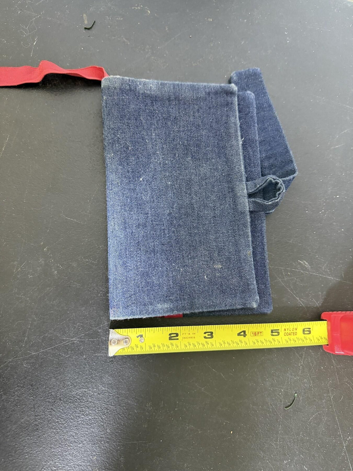Denim Book Cover with Red Tie Strap - Wormhole Thrift