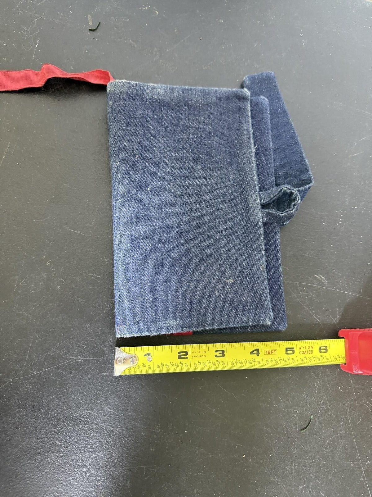 Denim Book Cover with Red Tie Strap - Wormhole Thrift