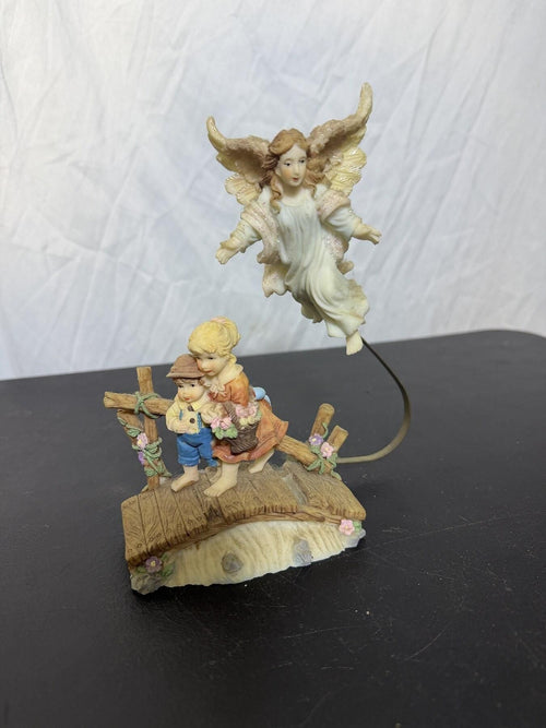 Angel & Children on Bridge Figurine Resin Home Decor Made in China - Wormhole Thrift