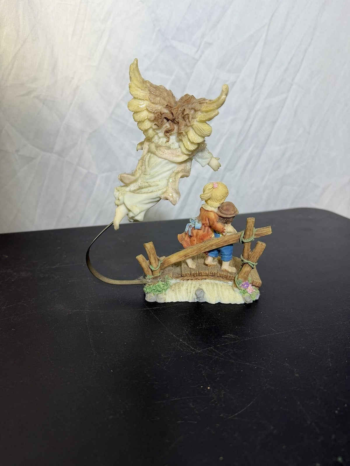 Angel & Children on Bridge Figurine Resin Home Decor Made in China - Wormhole Thrift