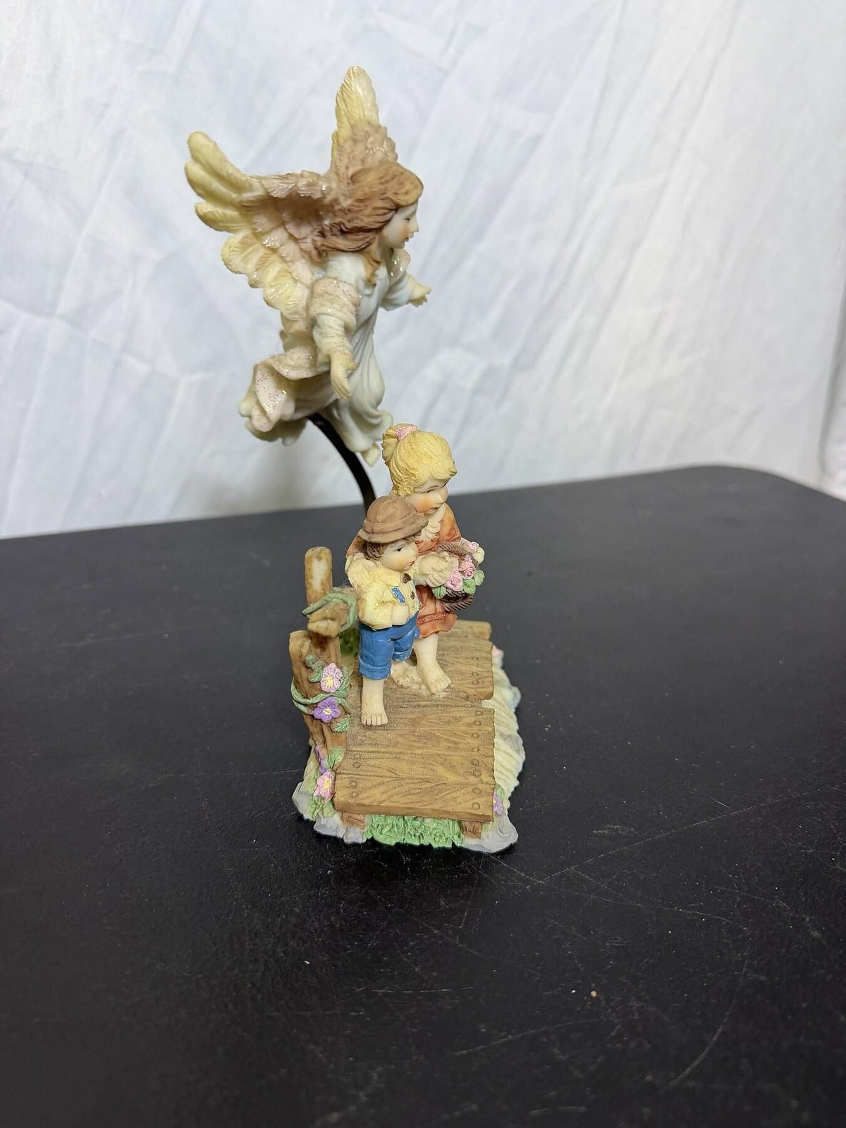 Angel & Children on Bridge Figurine Resin Home Decor Made in China - Wormhole Thrift
