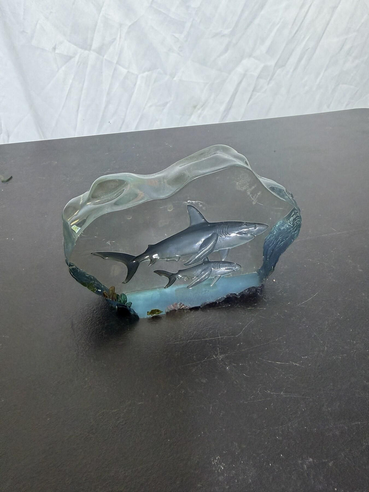 Resin Shark Ocean Scene Paperweight Sculpture Home Decor - Wormhole Thrift
