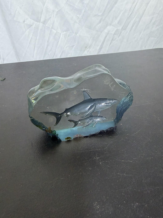 Resin Shark Ocean Scene Paperweight Sculpture Home Decor - Wormhole Thrift