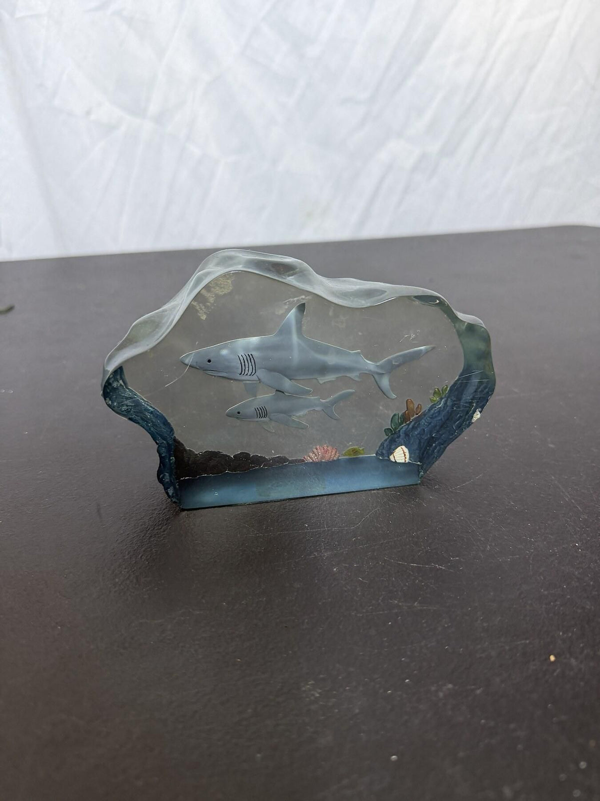 Resin Shark Ocean Scene Paperweight Sculpture Home Decor - Wormhole Thrift