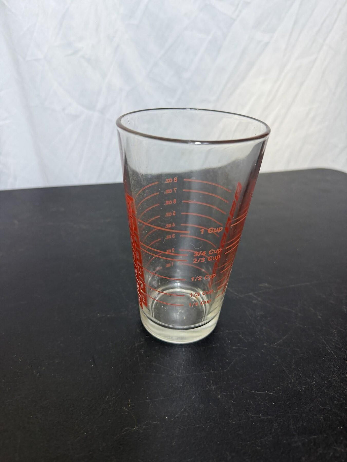 Vintage Glass Measuring Cup with Red Markings - 1 Cup / 8 oz - Wormhole Thrift