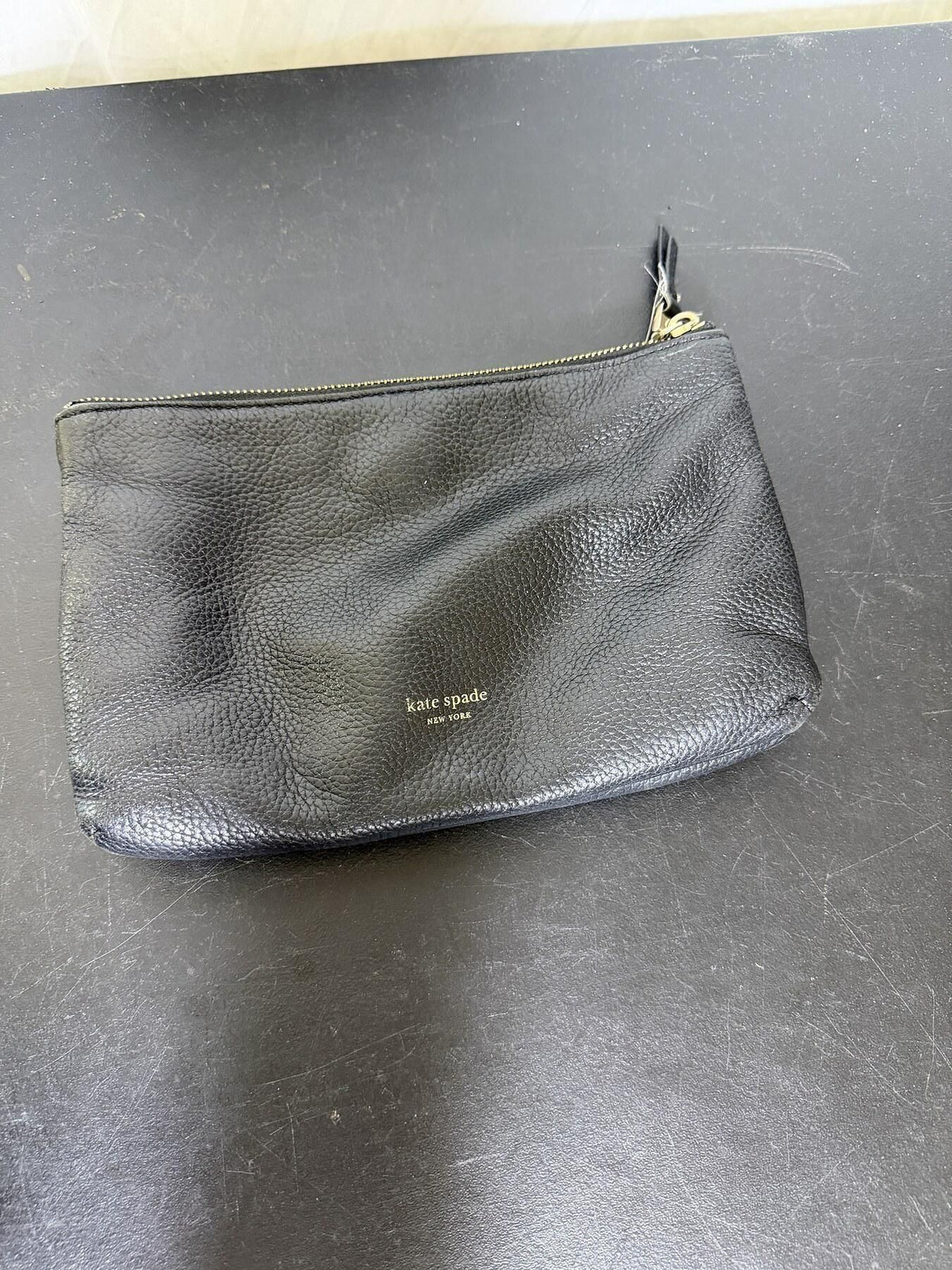 Kate Spade New York Black Pebbled Leather Double Zip Pouch Wristlet - Wormhole Thrift