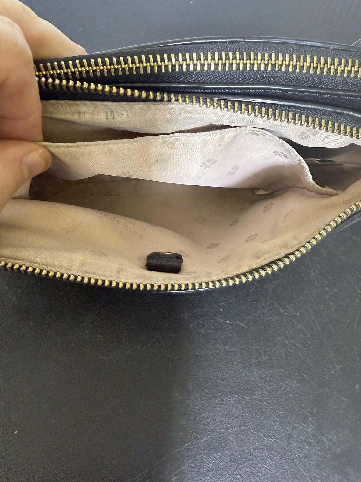 Kate Spade New York Black Pebbled Leather Double Zip Pouch Wristlet - Wormhole Thrift