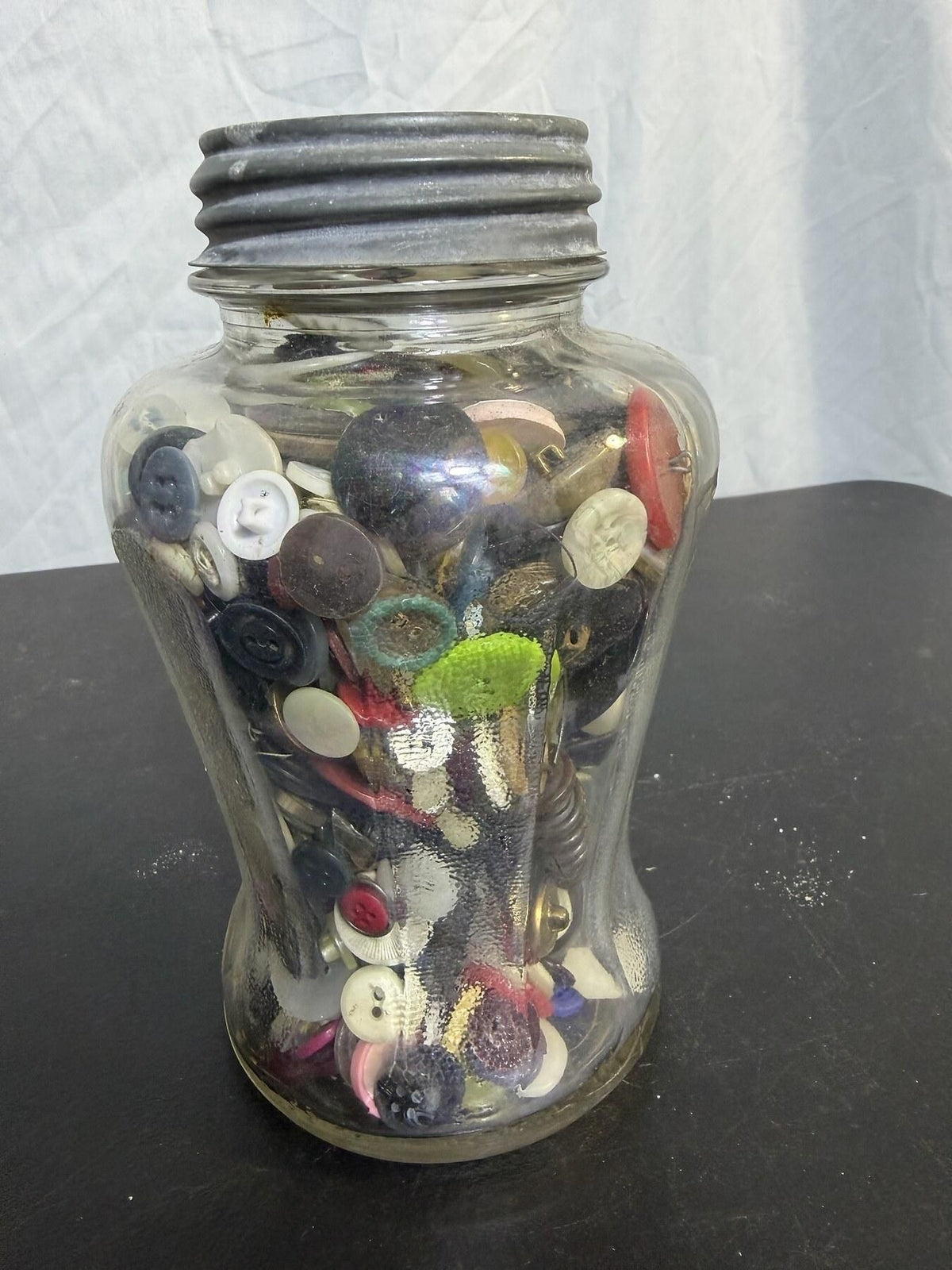 Vintage Speas U-Savit Quart Jar Filled w/ Vintage & Antique Buttons - Wormhole Thrift