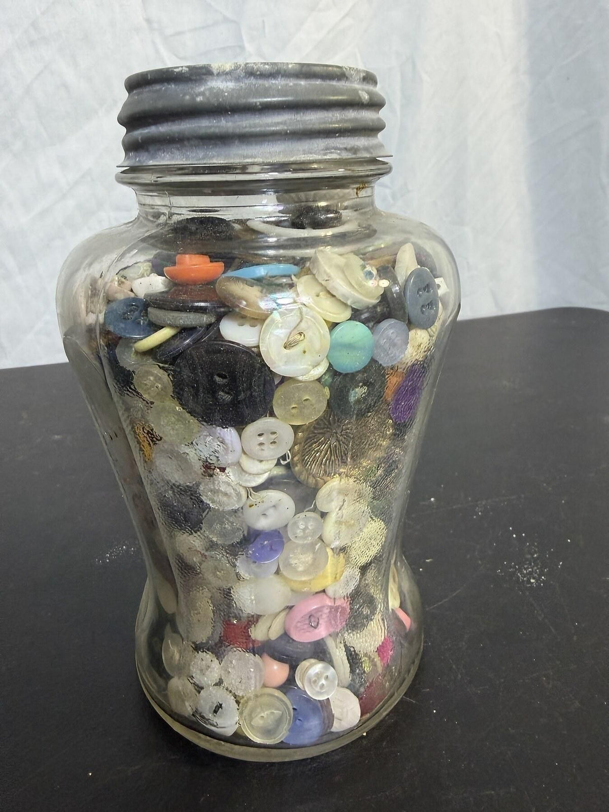 Vintage Speas U-Savit Quart Jar Filled w/ Vintage & Antique Buttons - Wormhole Thrift