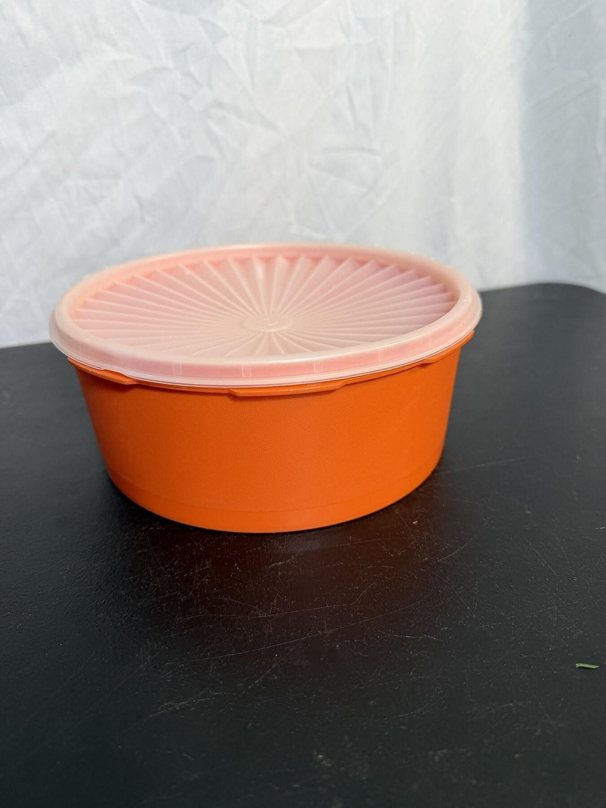 Vintage Tupperware Orange Bowl with Sunburst Lid 1204-1 Made in USA - Wormhole Thrift