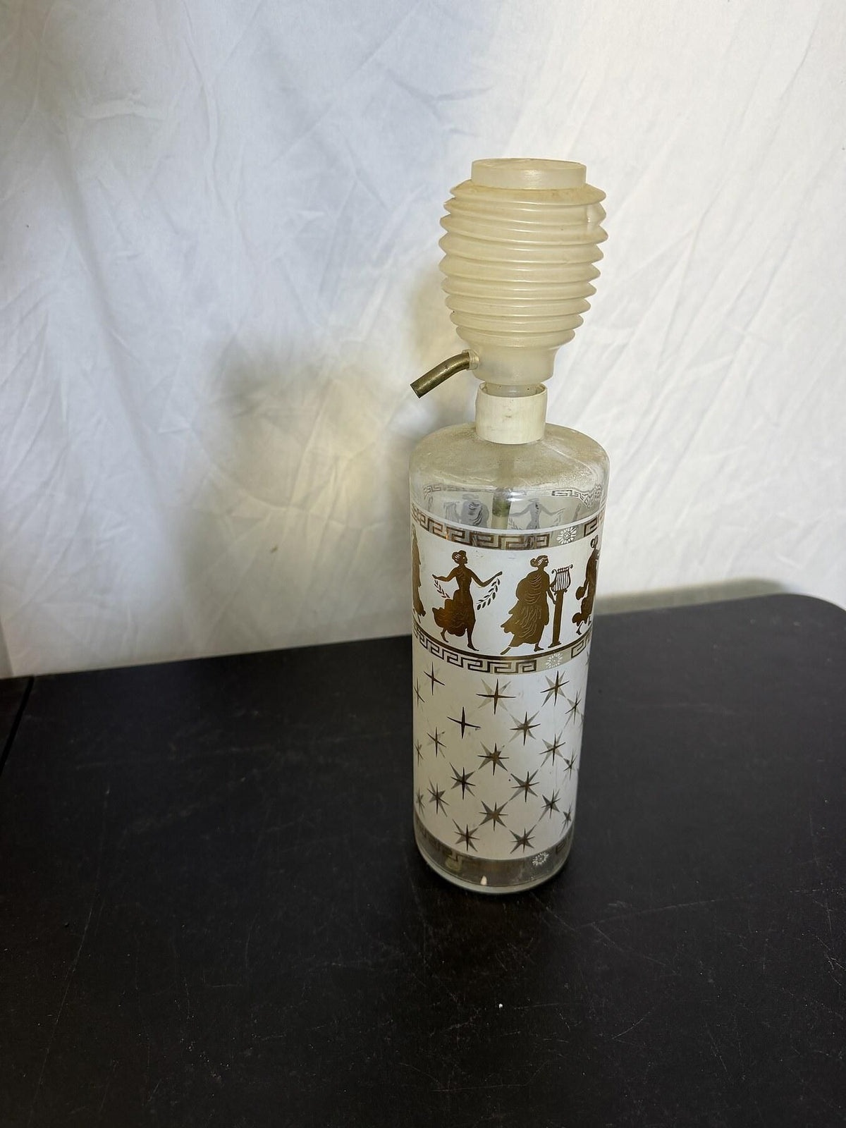 Vintage Aldon Greek Goddess Atomic Stars Pump Decanter Bar Dispenser - Wormhole Thrift