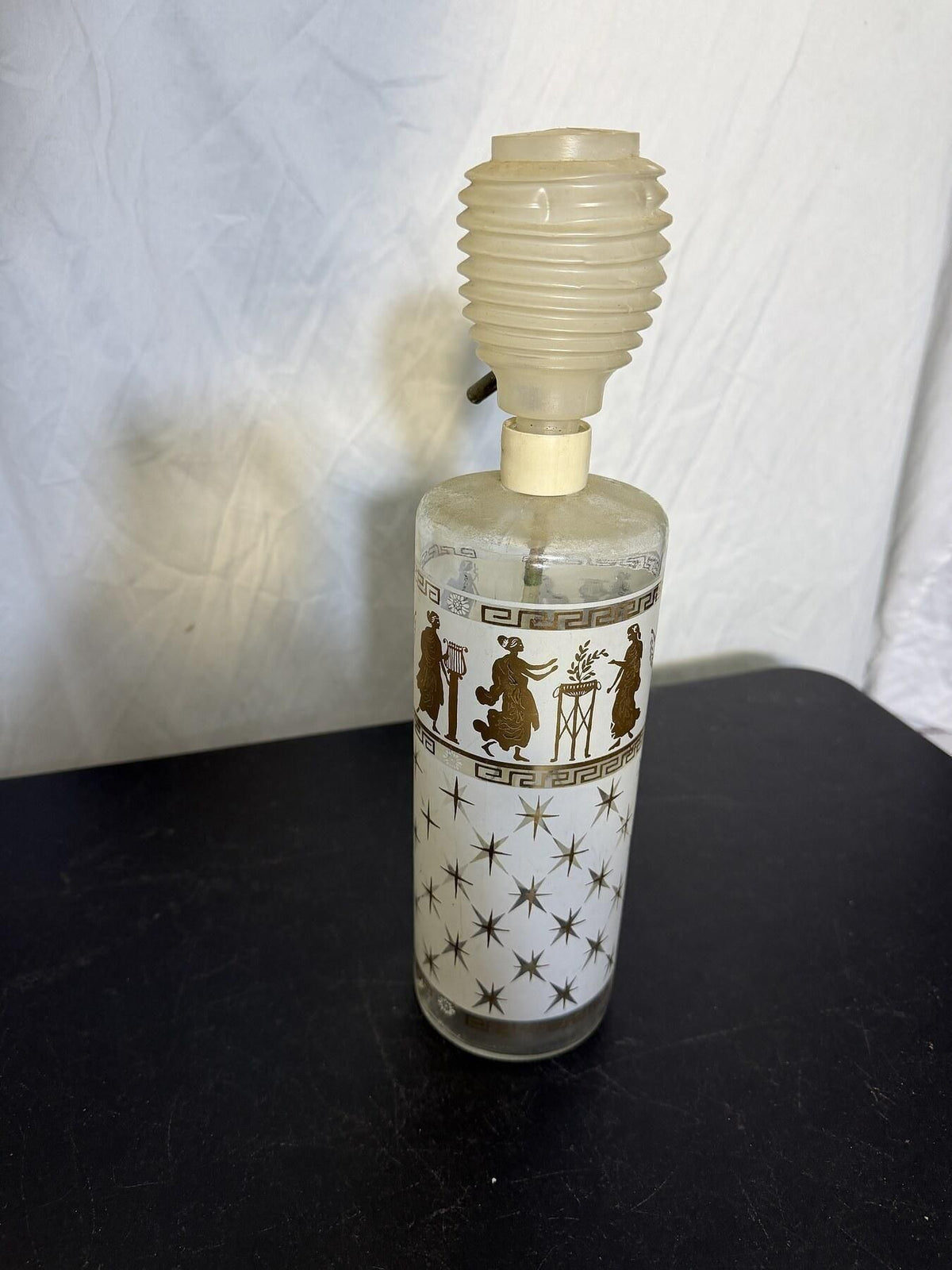 Vintage Aldon Greek Goddess Atomic Stars Pump Decanter Bar Dispenser - Wormhole Thrift