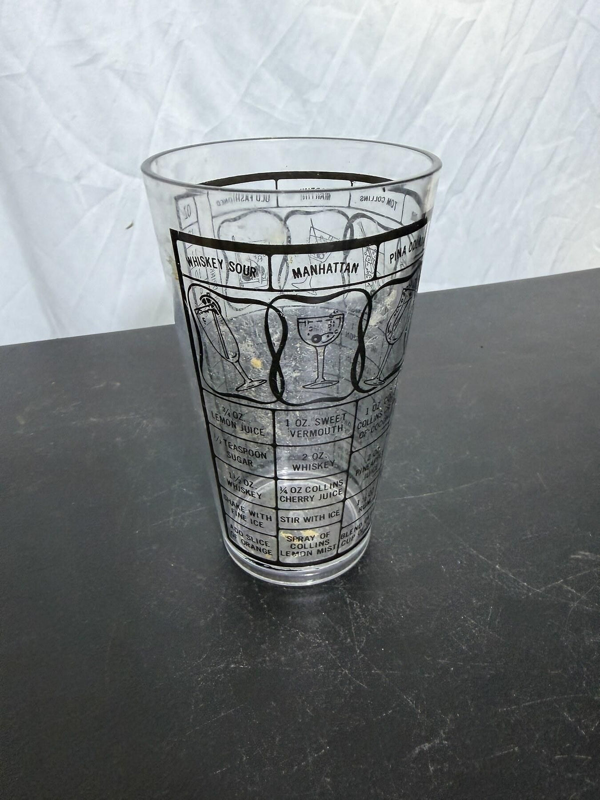 Vintage Cocktail Recipe Mixing Glass Shaker Barware Made in Hong Kong - Wormhole Thrift