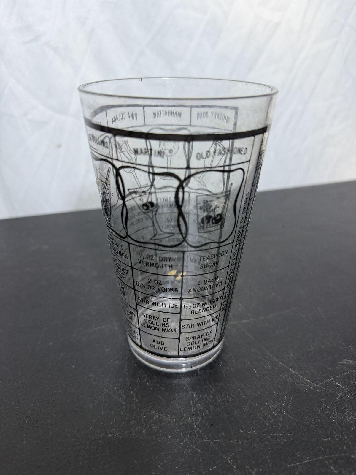 Vintage Cocktail Recipe Mixing Glass Shaker Barware Made in Hong Kong - Wormhole Thrift