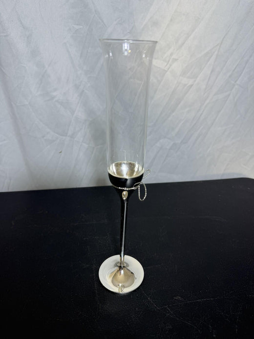 Vera Wang Clear Glass Champagne Flute Silver Tone Stem 10" Tall - Wormhole Thrift