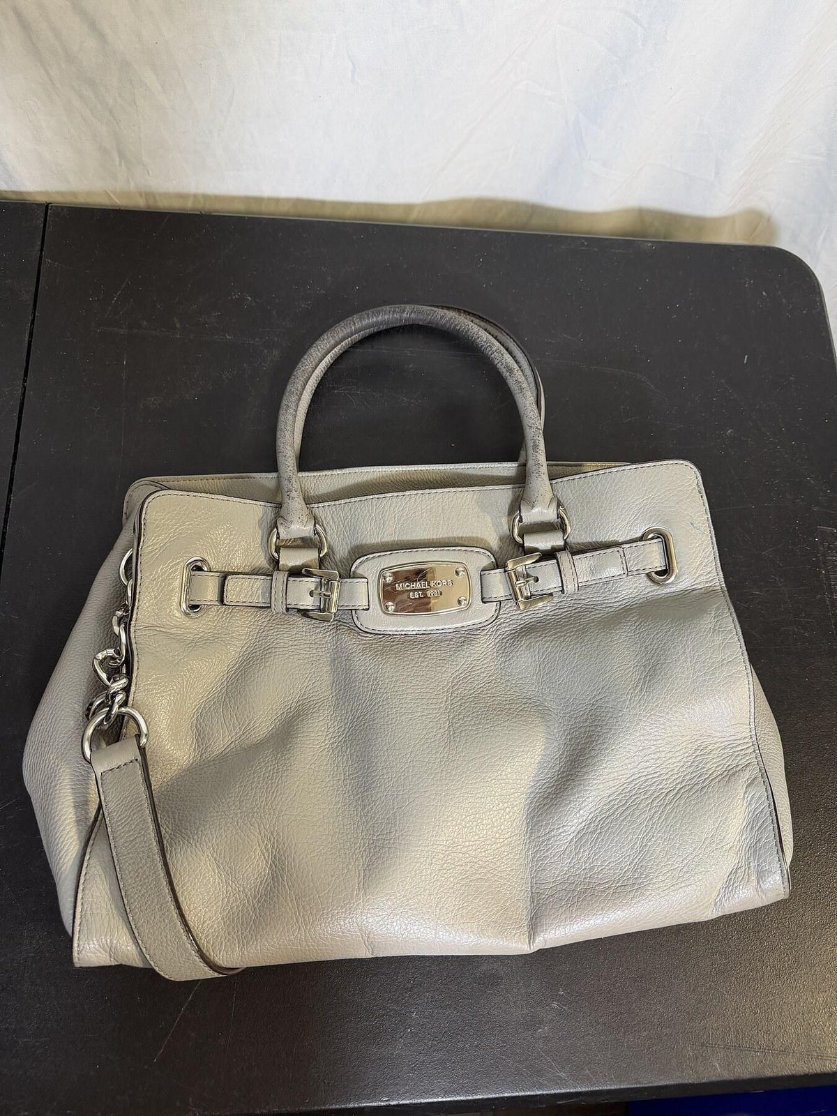 Michael Kors Grey Pebbled Leather Satchel Handbag w/ Strap - Wormhole Thrift