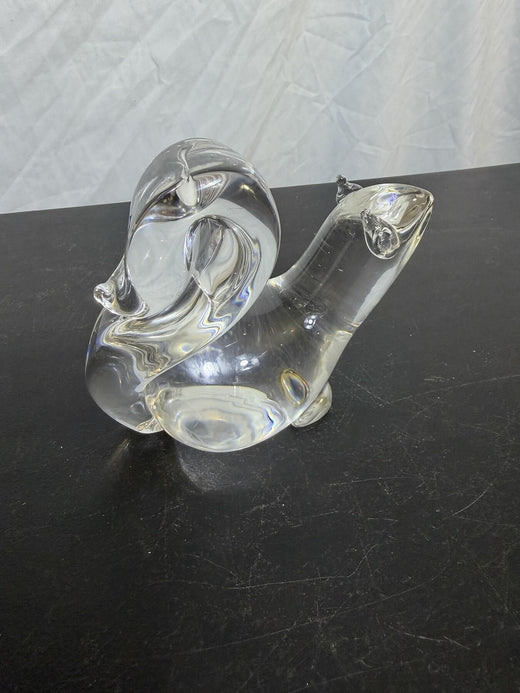 Signed Fischer Clear Art Glass Snail Figurine Sculpture - Wormhole Thrift