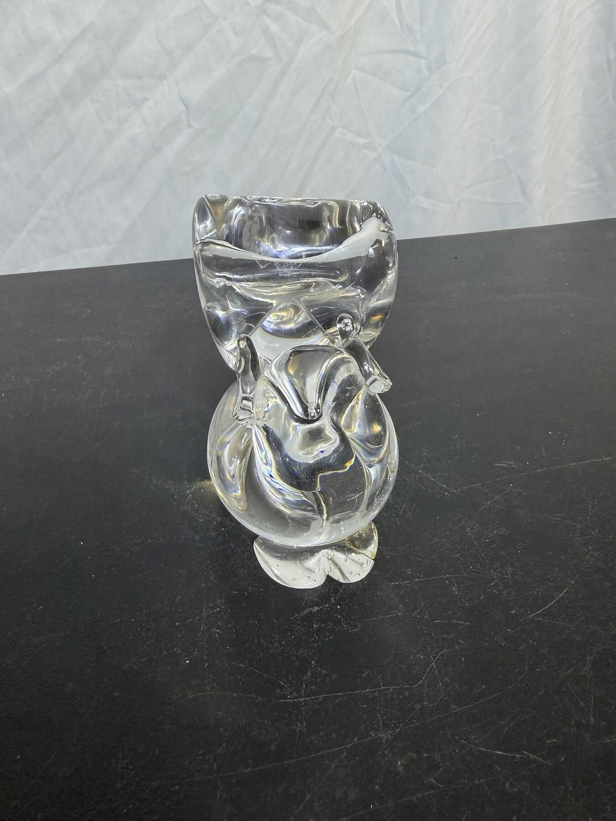Signed Fischer Clear Art Glass Snail Figurine Sculpture - Wormhole Thrift