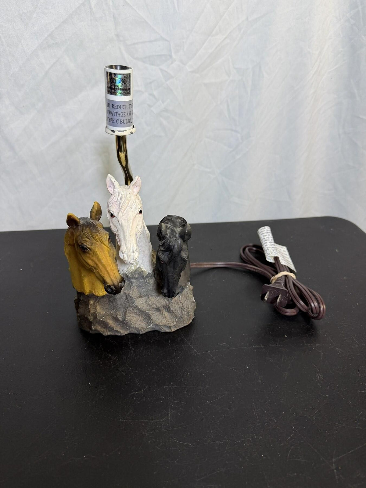 Decorative Three Horse Head Lamp Base Figurine Untested - Wormhole Thrift