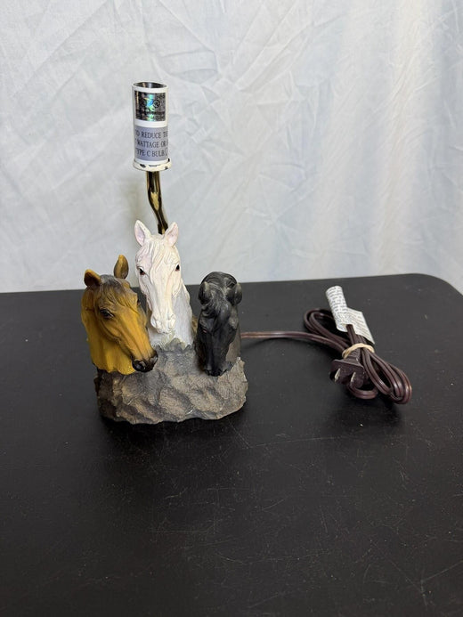 Decorative Three Horse Head Lamp Base Figurine Untested - Wormhole Thrift
