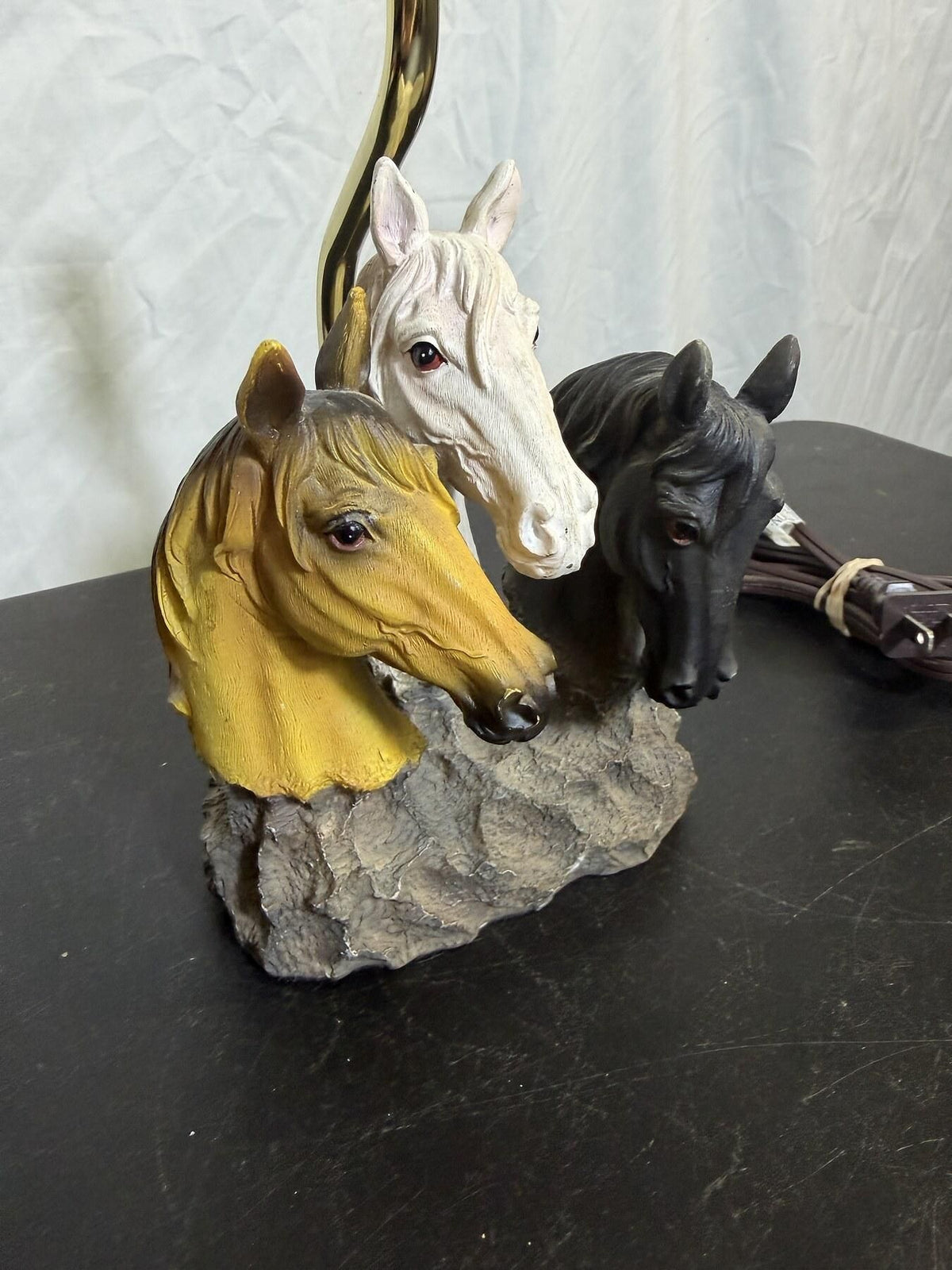 Decorative Three Horse Head Lamp Base Figurine Untested - Wormhole Thrift