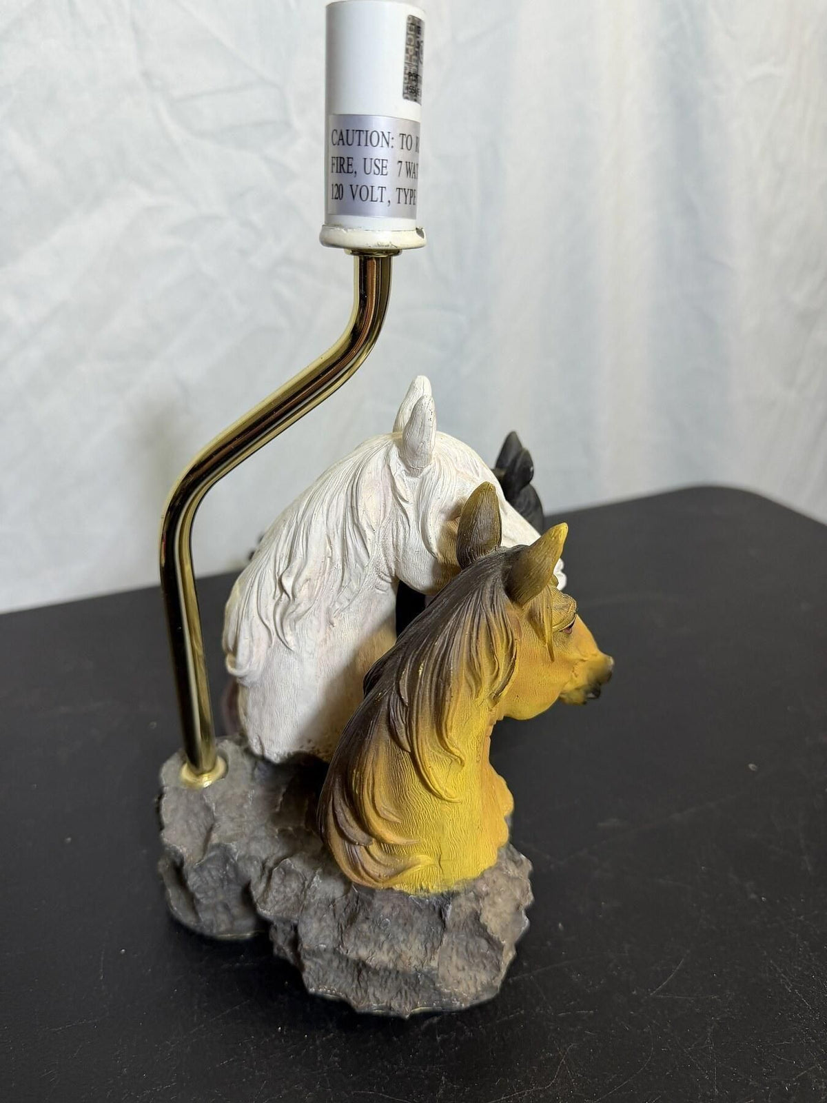 Decorative Three Horse Head Lamp Base Figurine Untested - Wormhole Thrift