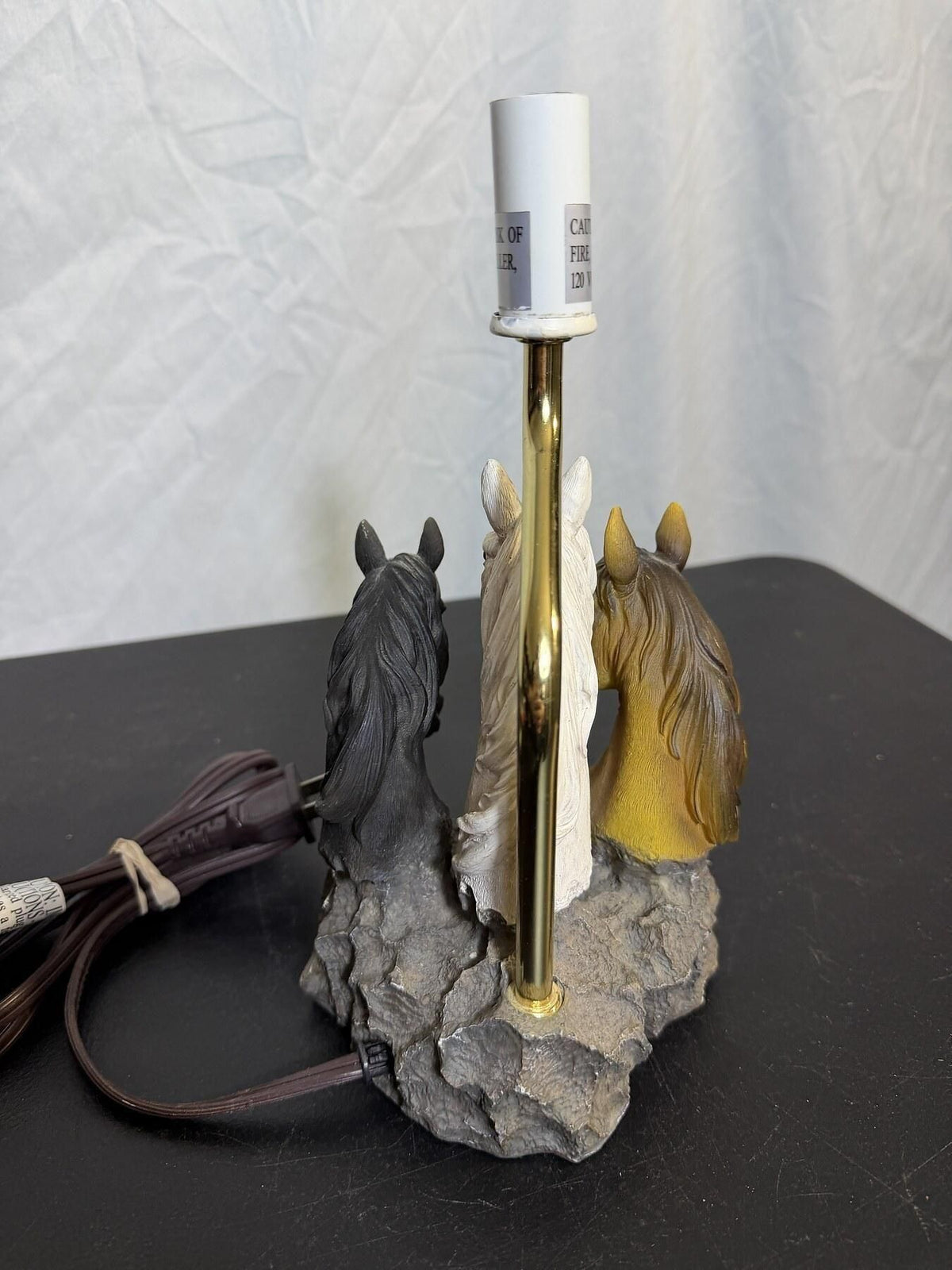 Decorative Three Horse Head Lamp Base Figurine Untested - Wormhole Thrift