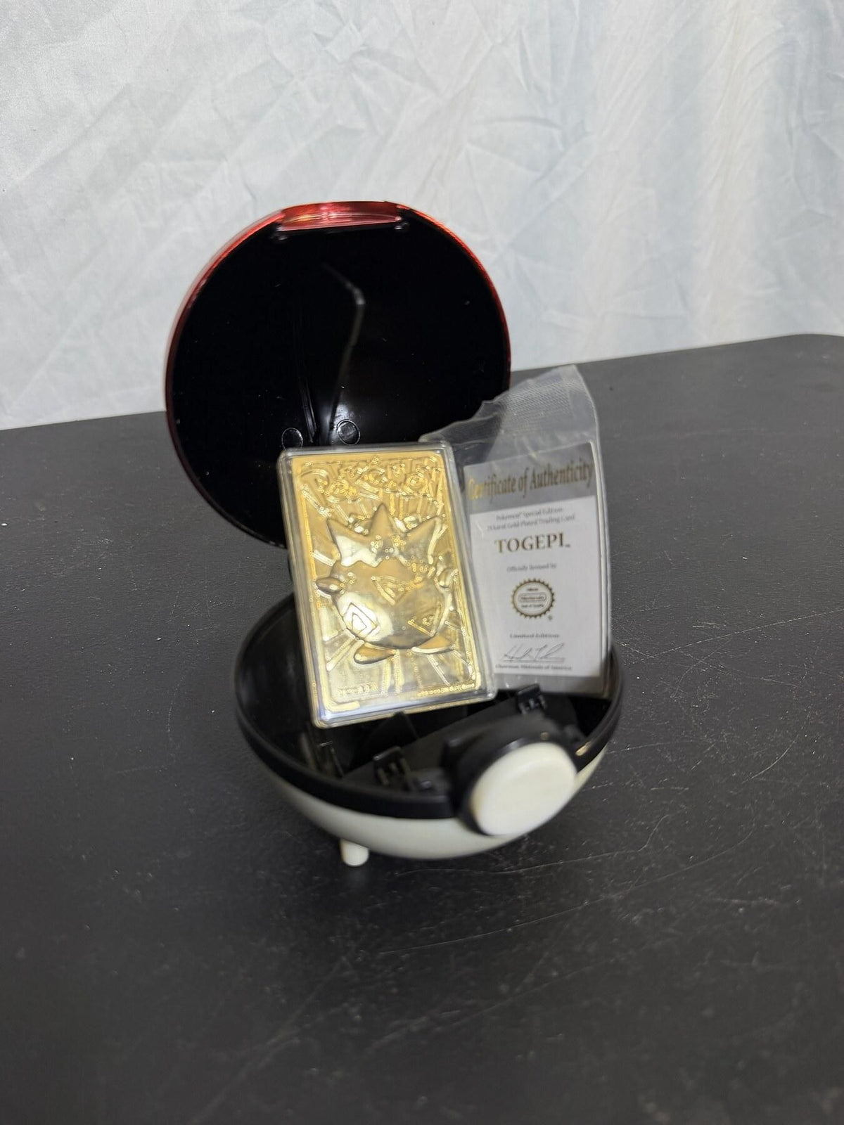Vintage 1999 Nintendo Pokémon Togepi Gold Plated Card & Poké Ball - Wormhole Thrift