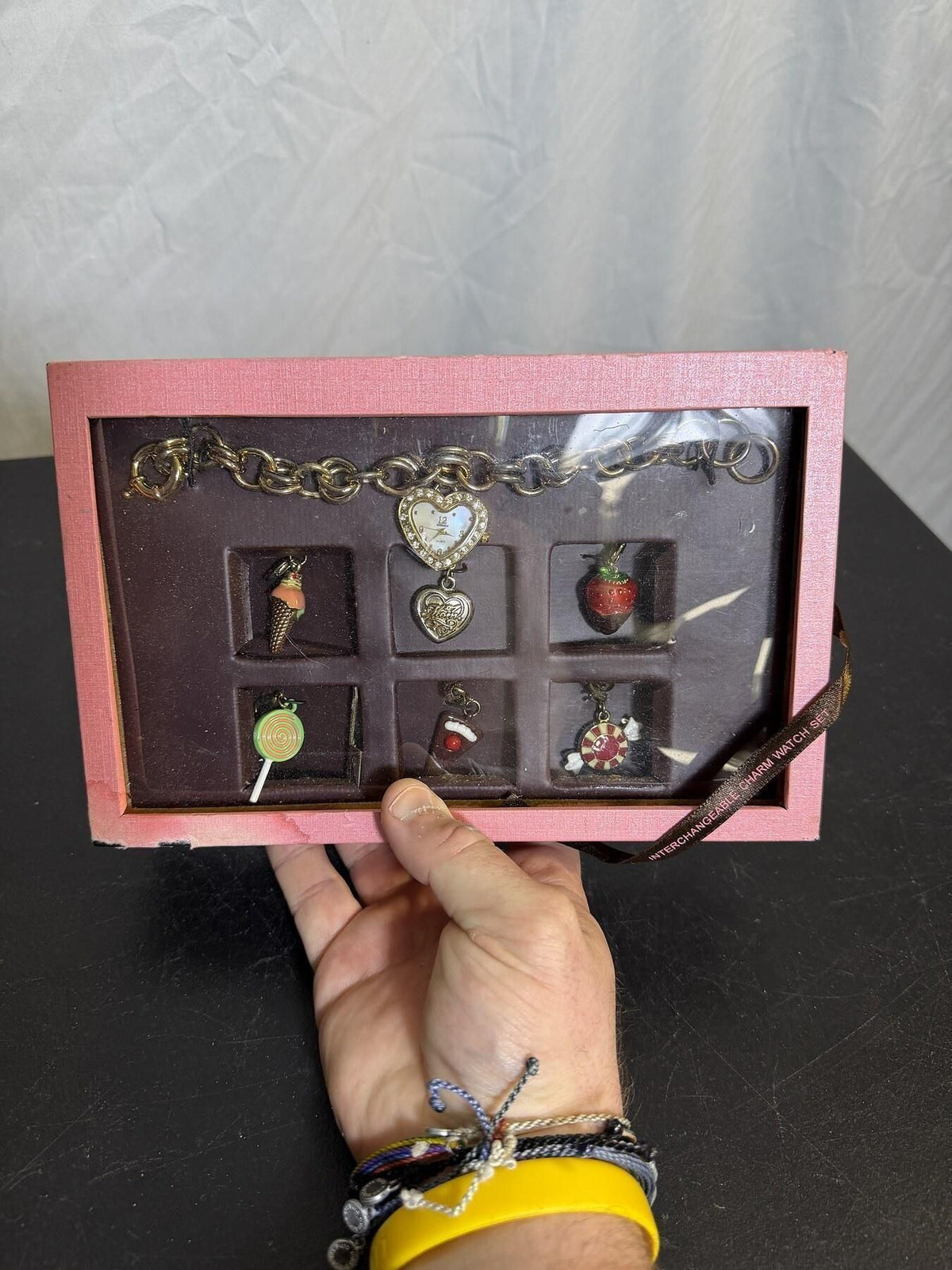 Vintage Kessaris Interchangeable Charm Watch Bracelet Set w/ 7 Charms - Wormhole Thrift