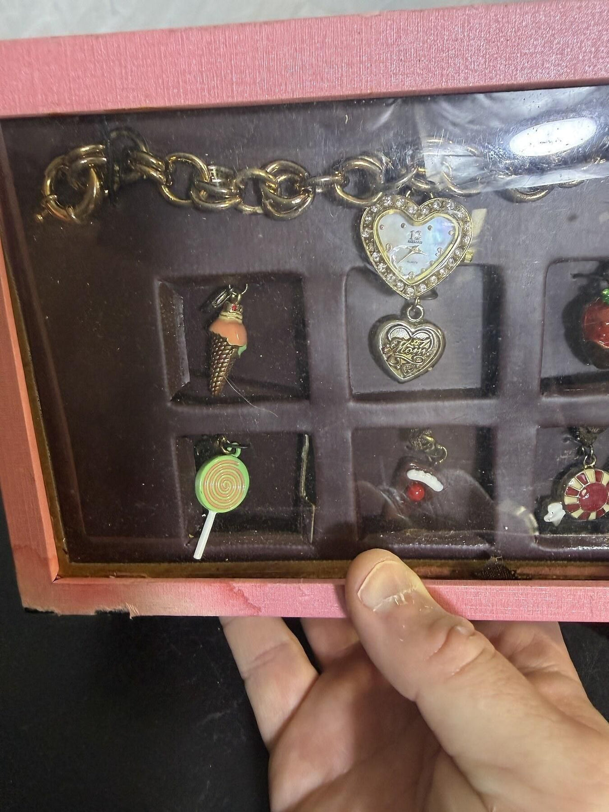 Vintage Kessaris Interchangeable Charm Watch Bracelet Set w/ 7 Charms - Wormhole Thrift