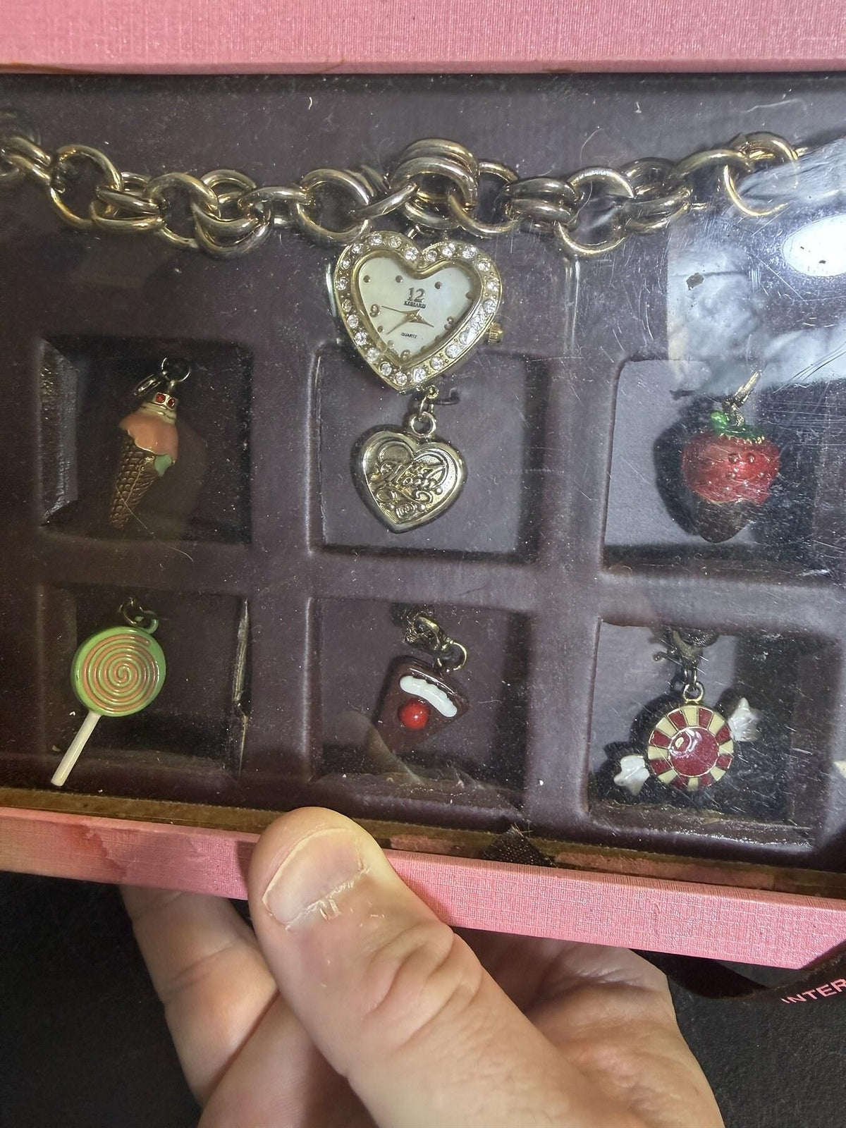 Vintage Kessaris Interchangeable Charm Watch Bracelet Set w/ 7 Charms - Wormhole Thrift