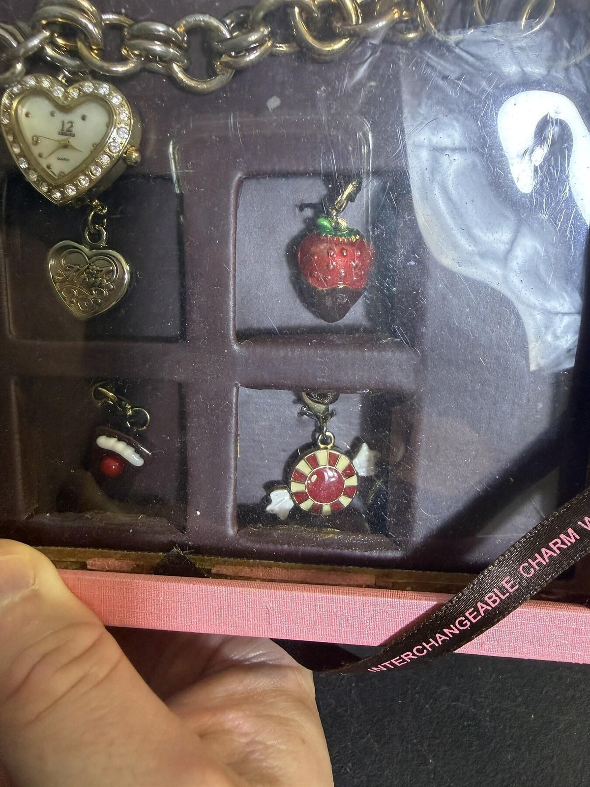 Vintage Kessaris Interchangeable Charm Watch Bracelet Set w/ 7 Charms - Wormhole Thrift