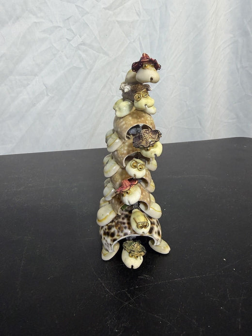 Vintage Seashell Turtle Stack Figurine Ocean Beach Decor 7.5" Tall - Wormhole Thrift