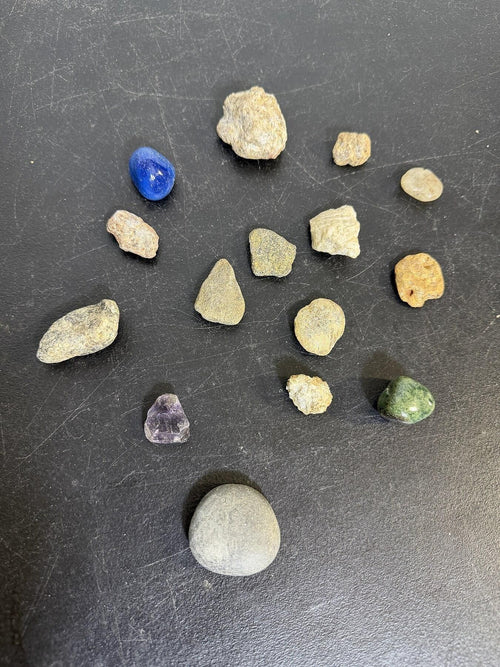 13 Pc Assorted Natural Rocks & Tumbled Crystals - Amethyst, Sodalite - Wormhole Thrift